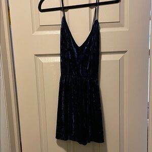 LA Hearts Navy Velvet Romper